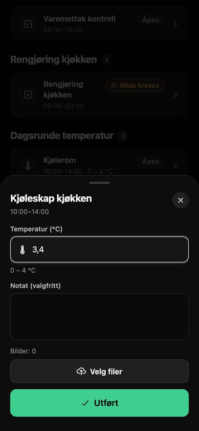 Die Temperatur wird direkt vom Handy aus erfasst, die Grenze ist sichtbar.