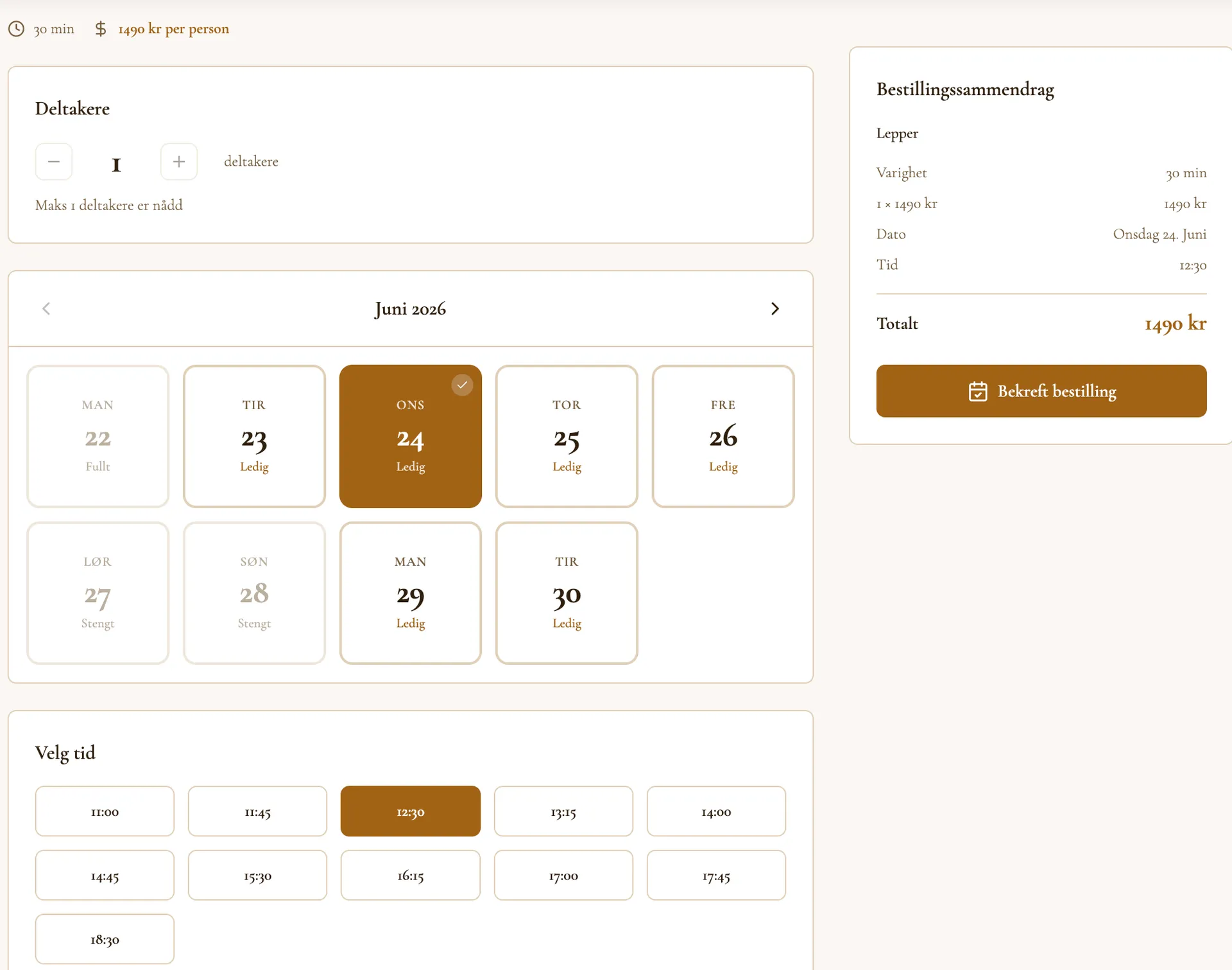 Booking system